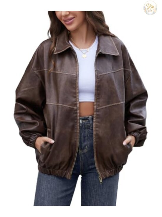 Jackets & Blazers - Oversized Y2K Faux Leather Jacket Women Vintage Motorcycle Coat Streetwear